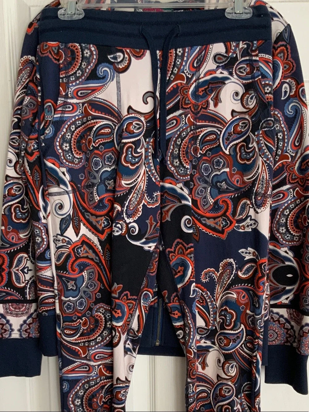 JOHNNY WAS Woman’s Paisley Hooded Sweat Jacket & Pants Set - Cute Paisley Print
